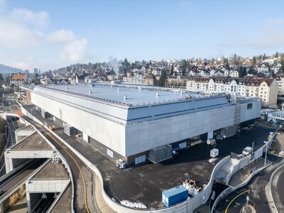 Blick auf die neue St. Galler Kantonalbank-Halle