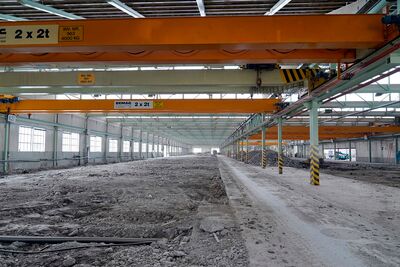 Vorbereitungsarbeiten für die neue Pulverbeschichtungsanlage.