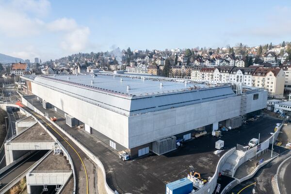 Blick auf die neue St. Galler Kantonalbank-Halle
