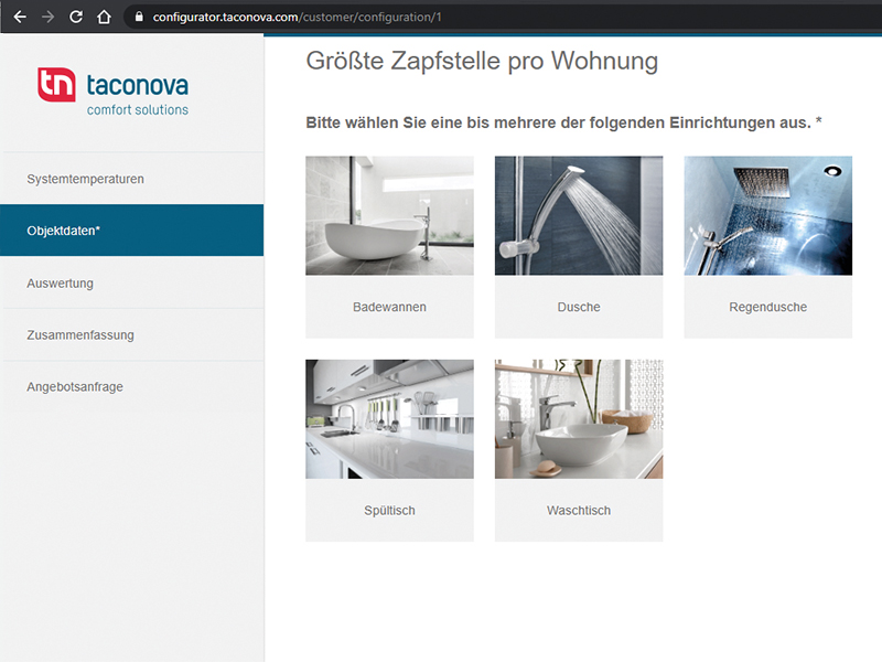 Der Taconova Konfigurator unterstützt bei der Einsatzplanung von Taconova Produkten.