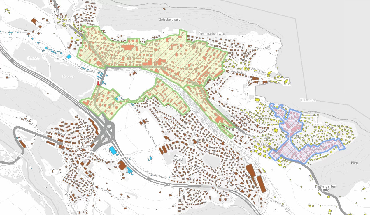 Wärmeversorgungskarte der Gemeinde Spiez