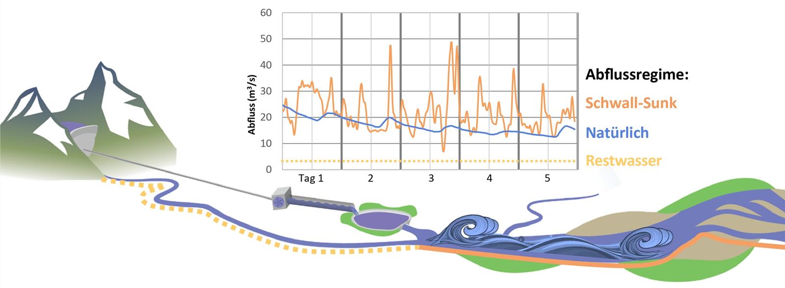 Fliessgewässer mit Schwall-Sunk