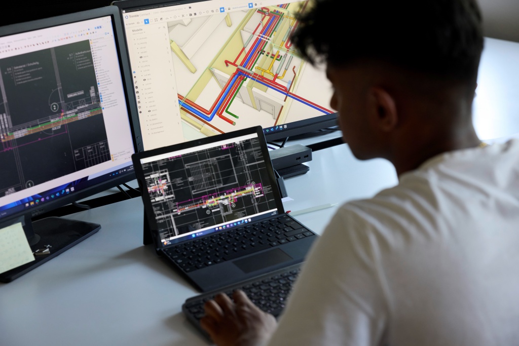 Blick auf den 3D-Gebäudeplan